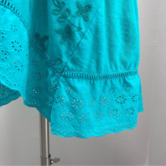 LOGO by Lori Goldstein Embroidered Top with Eyelet Hem - Picture 6 of 12